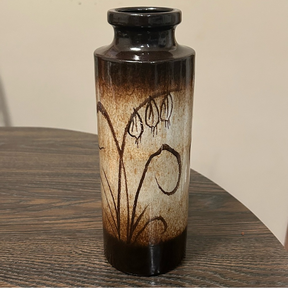 VTG Keramik Vase MCM Model 203-26 1960s EUC Scheurich, W. Germany Fat Lava Brown